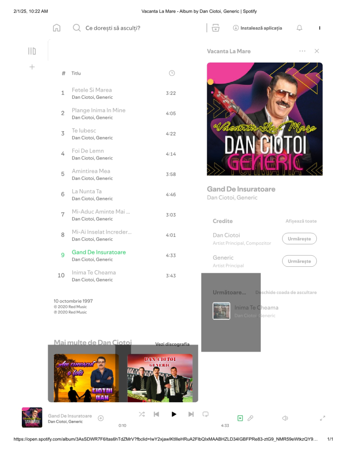 Vacanta La Mare Album by Dan Ciotoi Generic Spotify1 Marian Grigore