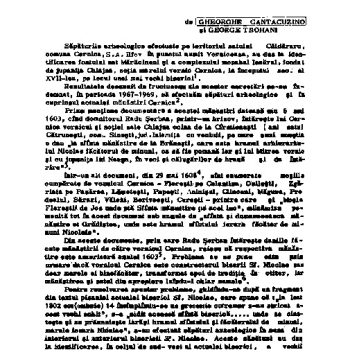 Cercetarile arheologice de la Manastirea Cernica